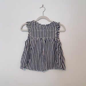 Aerie Peplum Navy Stripe Ruffle Tank